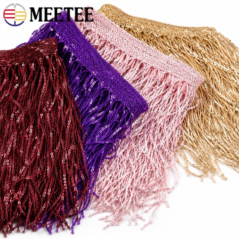 Fringe Ribbon Sewing - 3/5ヤード 20cm スパンコールタッセルフリンジトリム 光沢のあるポリエステルレースリボン ダンスドレス衣装 衣類縫製装飾アクセサリー