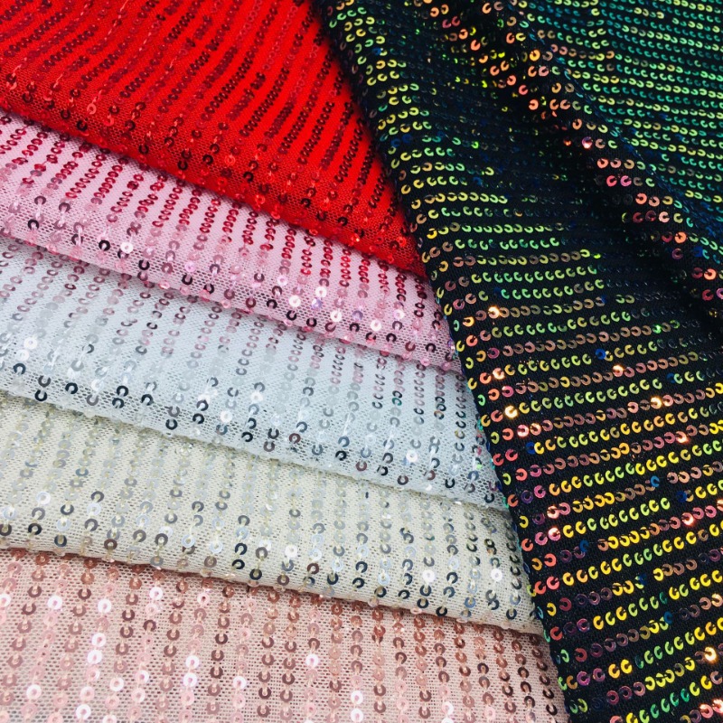 Crystal Mesh Fabric - 3 ミリメートル弾性メッシュスパンコールシニー生地垂直ドレスウェディングドレス縫製 DIY テーブルクロス帽子装飾品アパレル衣類