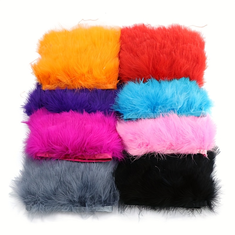 Feather Trim Marabou - ふわふわの七面鳥の羽飾りフリンジリボン 8-10cm マラブーフェザー クラフト、衣類、ドレス、縫製、結婚式、パーティーの装飾用