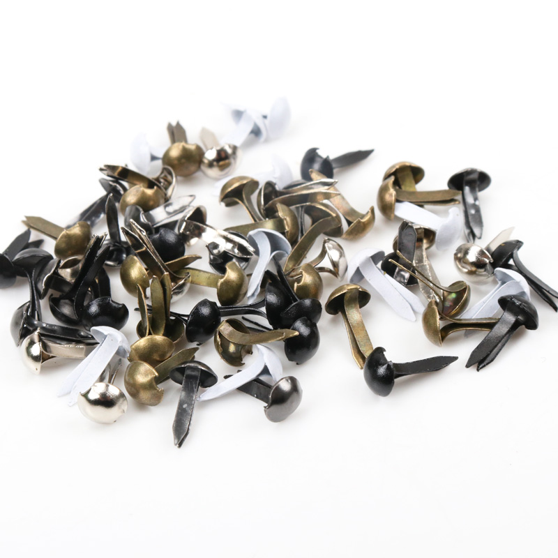 Embellishments For Scrapbooking - 100 個混合ラウンド金属ブラッドスタッドスパイクスクラップブッキング装飾ファスナーブラッド工芸品画鋲装飾 5 × 10 ミリメートル