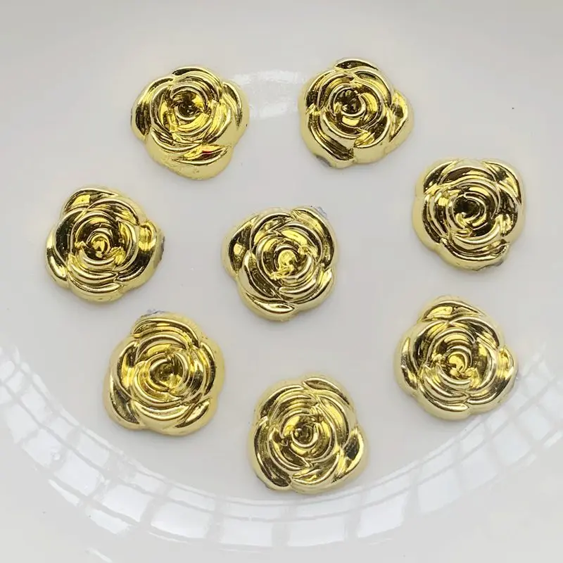 Embellishment Glue Craft - 40 個 14 ミリメートルゴールドローズ花樹脂カボション宝石売春クリスマス diy 工芸品装飾スクラップブッキングカードメイキング