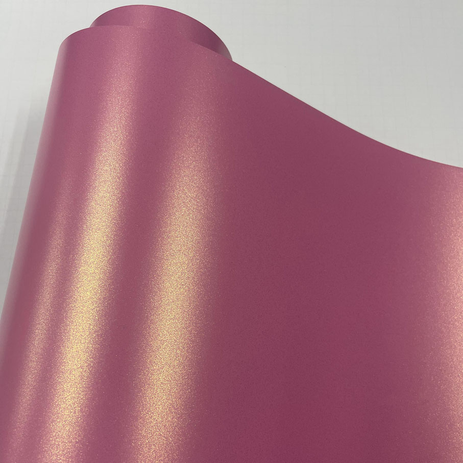 Glitter Vinyl Roll - プレミアム ゴールドサンド グリッター ピンク ビニール ラップ