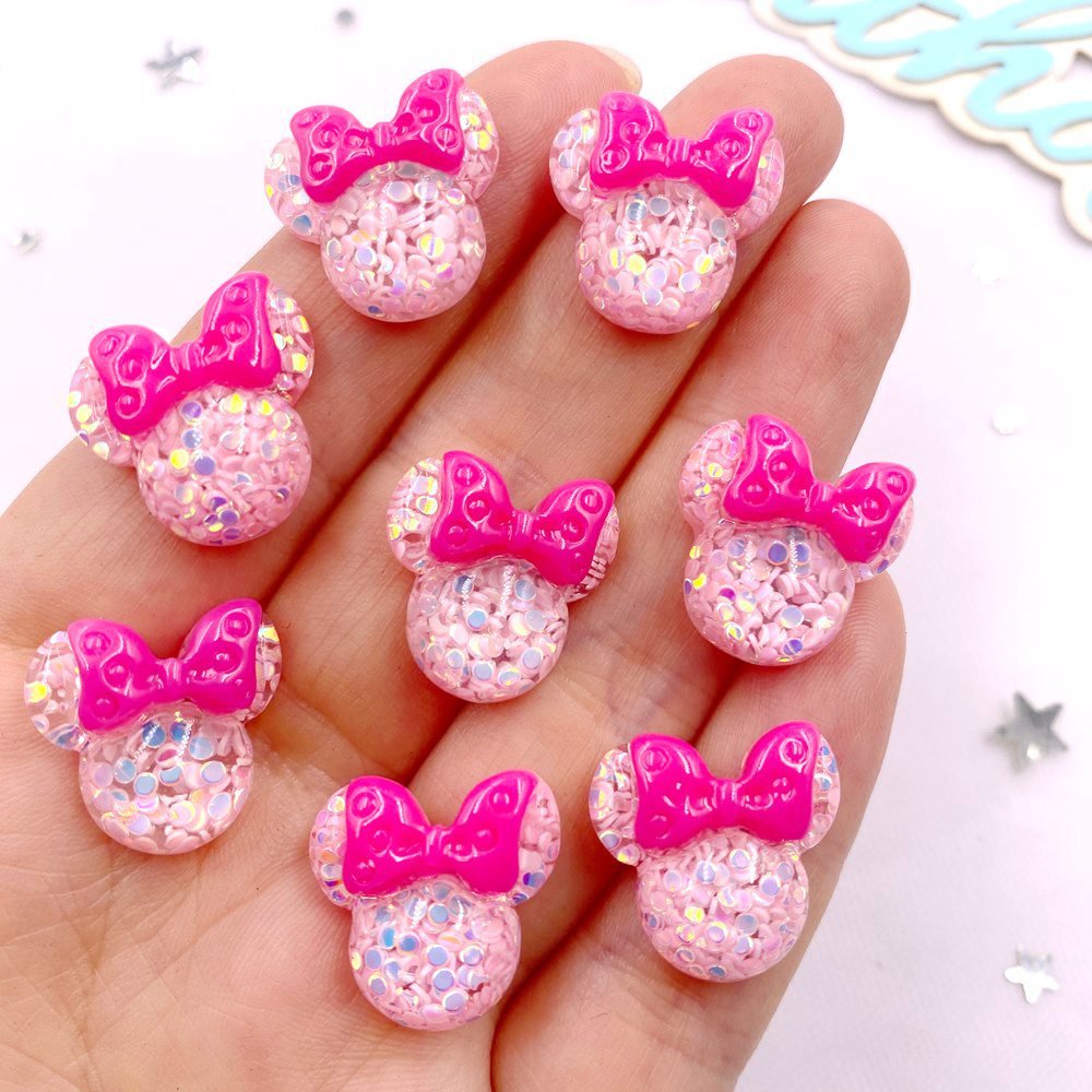 Embellishment Glue Craft - 20 個カラフルな樹脂ミニ漫画弓マウスヘッドヒラタラインストーンスクラップブック DIY 装飾置物弓アクセサリー工芸品