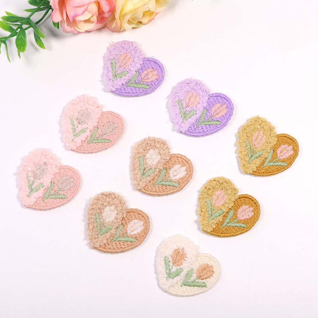 Applique Patch Flower - ウールの豪華な愛の花のアップリケ,10個,縫製用品,パッチ,帽子,ヘアクリップ,装飾,日曜大工の服,帽子,靴,工芸品