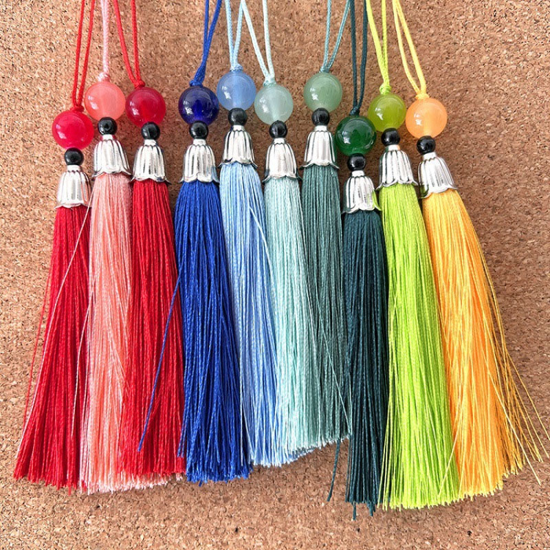Beaded Trim Fringe - 5/10/20 個手作りシルキーソフトタッセル翡翠ビーズタッセル DIY ジュエリーブックマークキーチェーン装飾ペンダントスムーズフリンジトリム