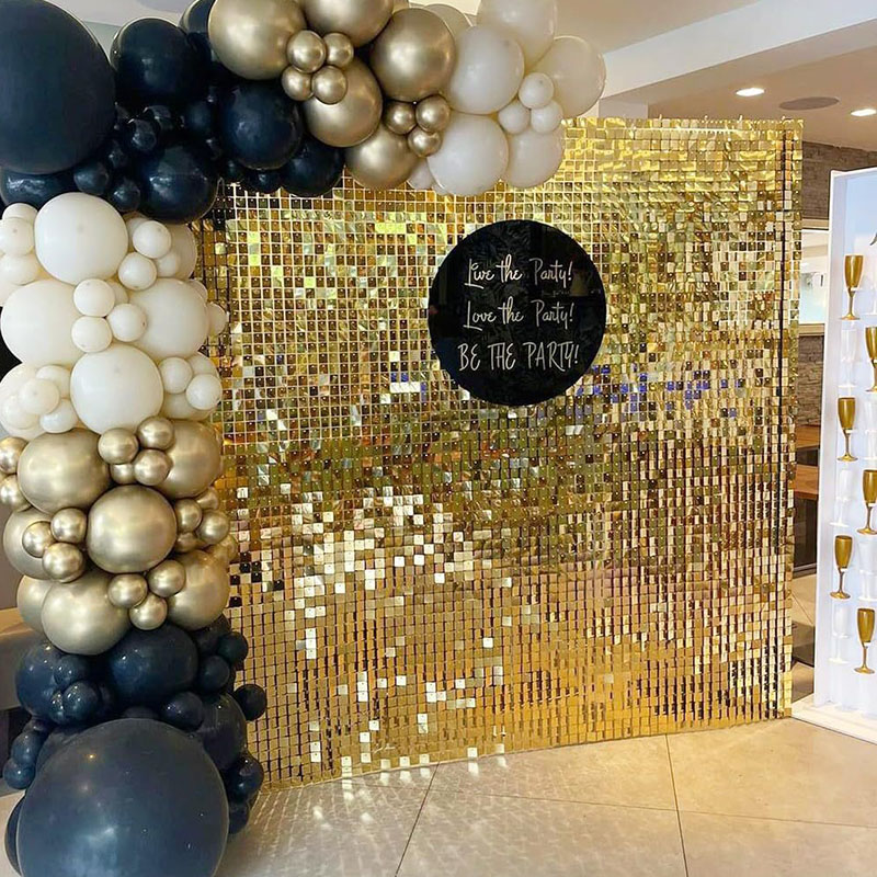 Sequin Fabric Panel - 6-27 個ライトゴールデンシマーウォールパネルスパンコール結婚式パーティーベビーシャワー背景壁装飾シマーレーザー背景幕