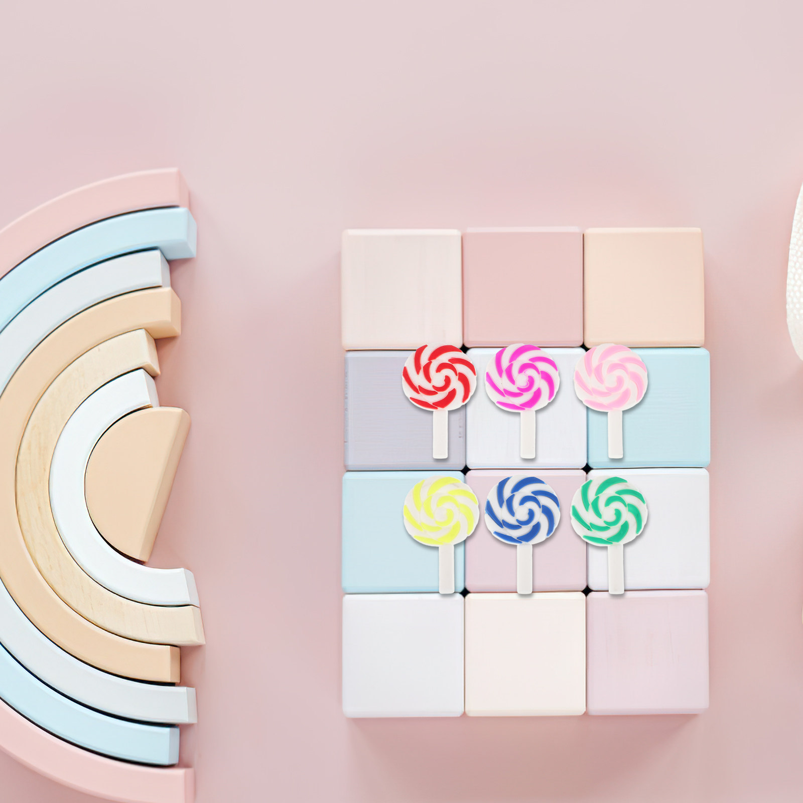 Craft Embellishment - 36 個の鮮やかなレインボーロリポップクラフト装飾品ポリマークレイ DIY 材料ジュエリー作成カードデザインブレスレット用