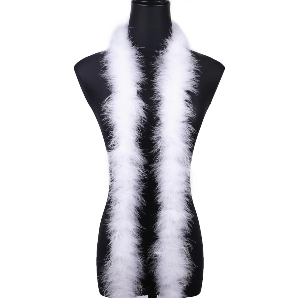 Feather Trim Marabou - 2メートルのマラブーフェザーボアカフストリップフェイクファーふわふわトリムDIYアパレル縫製ホームデコレーション人工ファーストライプデコレーション