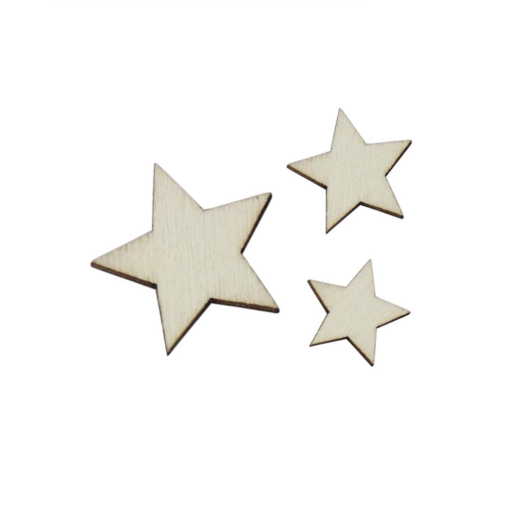 Craft Embellishment - バスウッドクラフトスタースライス天然木の色の装飾パーツ、ヴィンテージウェディングDIYデコレーション用