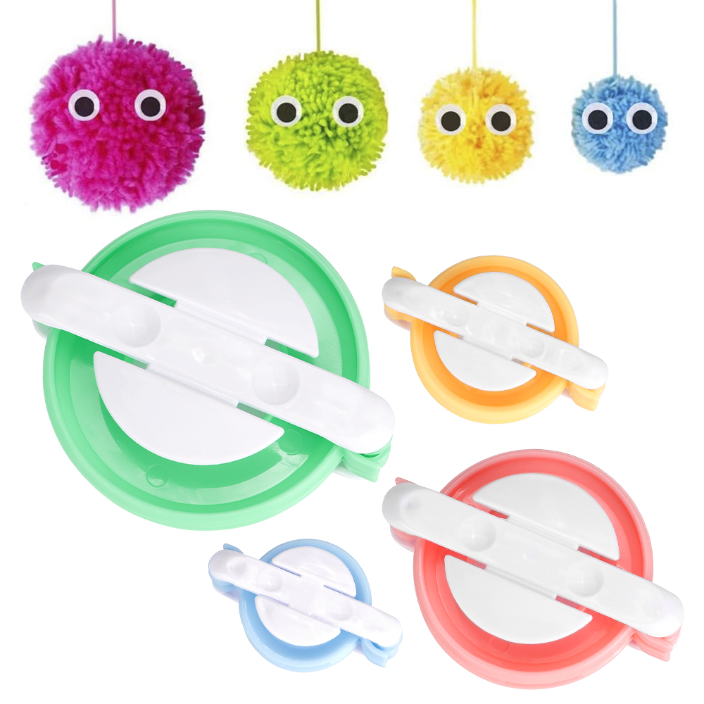 Pom Pom Maker Tool - DIYニットポンポンメーカー、ぬいぐるみボール編みツール、ふわふわボール用プラスチック製クラフトツール、編み物＆かぎ針編みプロジェクトに最適