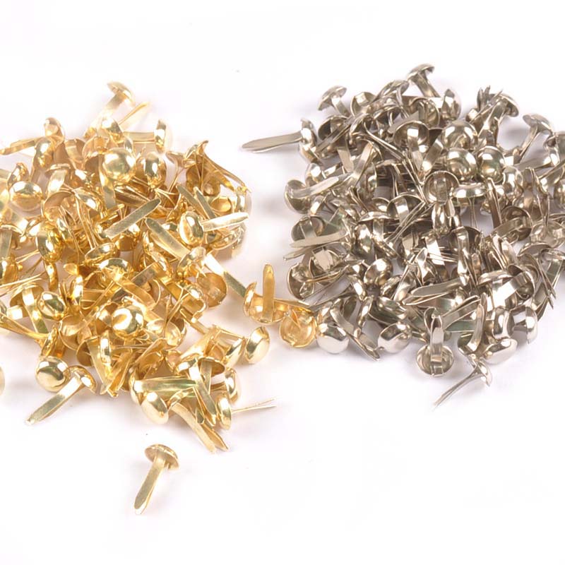 Embellishments For Scrapbooking - 100 個ミックスラウンドブラッドシルバー/ゴールデン装飾品スクラップブッキング用金属工芸品ファスナーブラッド DIY 装飾用 c2252