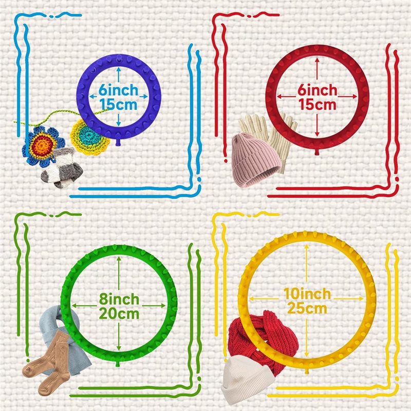 Pom Pom Maker Tool - 【付属品】帽子、スカーフ、ポンポンメーカー付き編み機キット、初心者向け丸型、4サイズの針サイズ、針セット