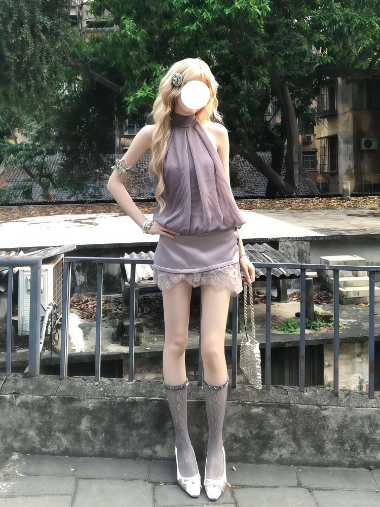 スイートロリータ2ピースセット レディース ホルターネック  - Elastic Lace Trim のレビューと価格