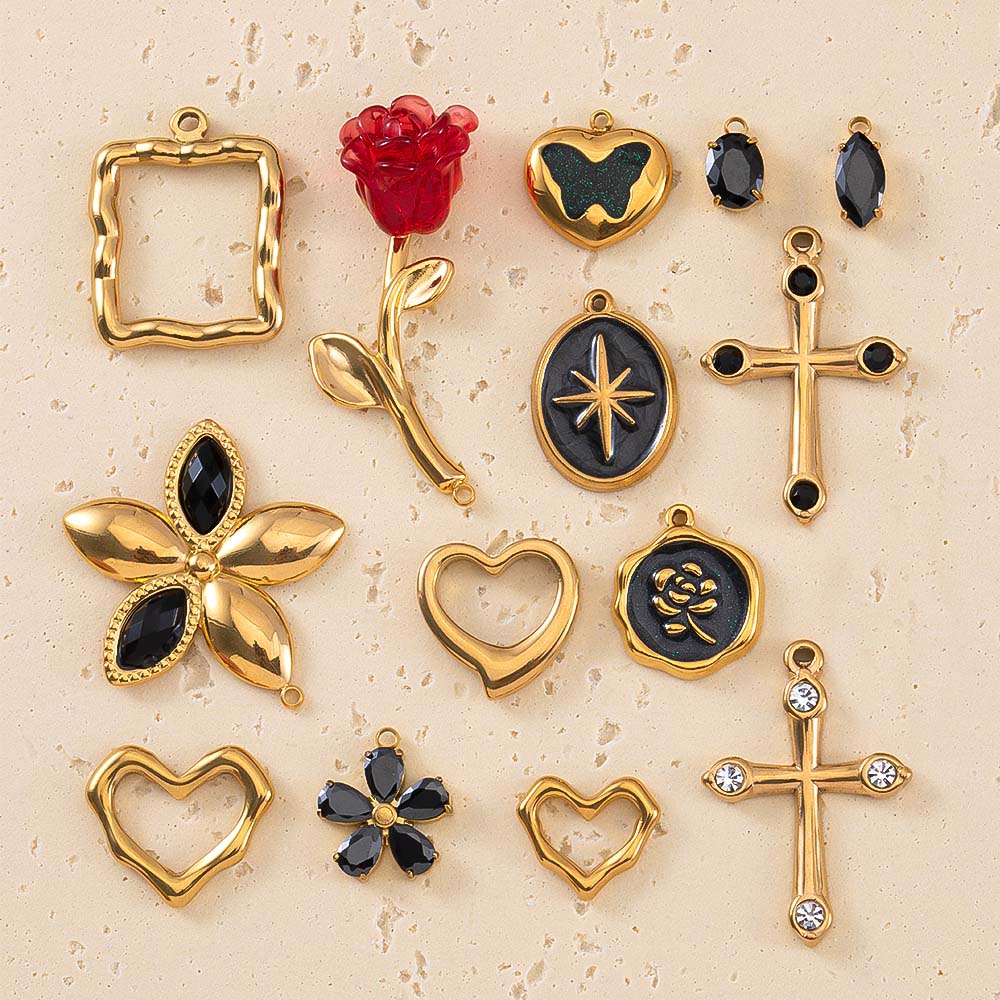 2 個ステンレス鋼フラワークロスペンダントハートウォータード - Embellishment Crafts のレビューと価格