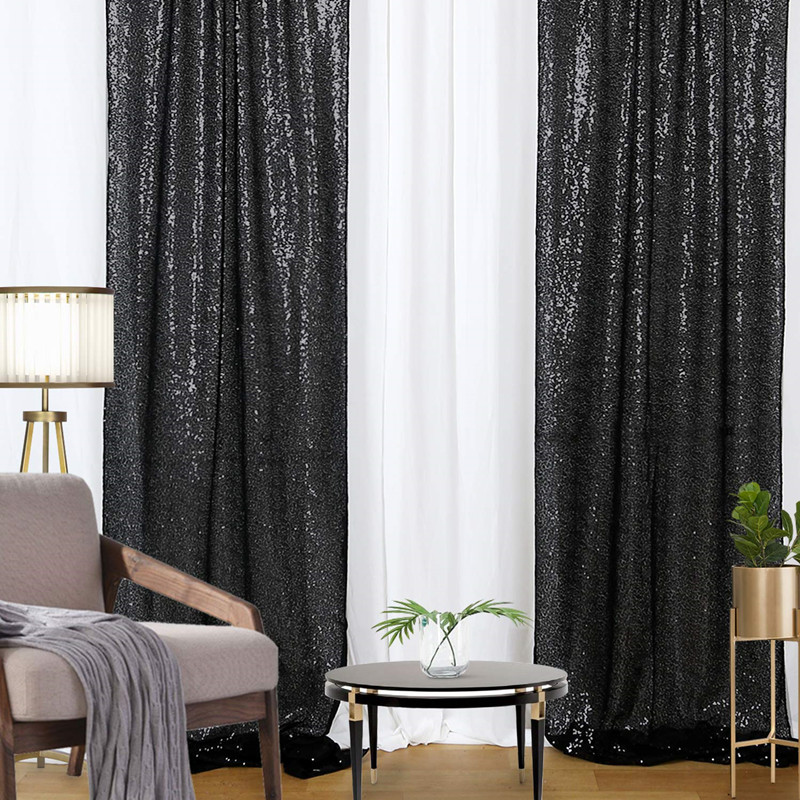 ゴールド/シルバースパンコール背景カーテン、2パネル - 2 - Sequin Fabric Panel のレビューと価格