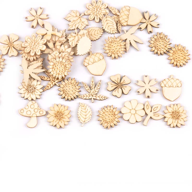 天然木のdiyアクセサリー、ひまわりと草、スクラップブッキン - Embellishments For Scrapbooking のレビューと価格