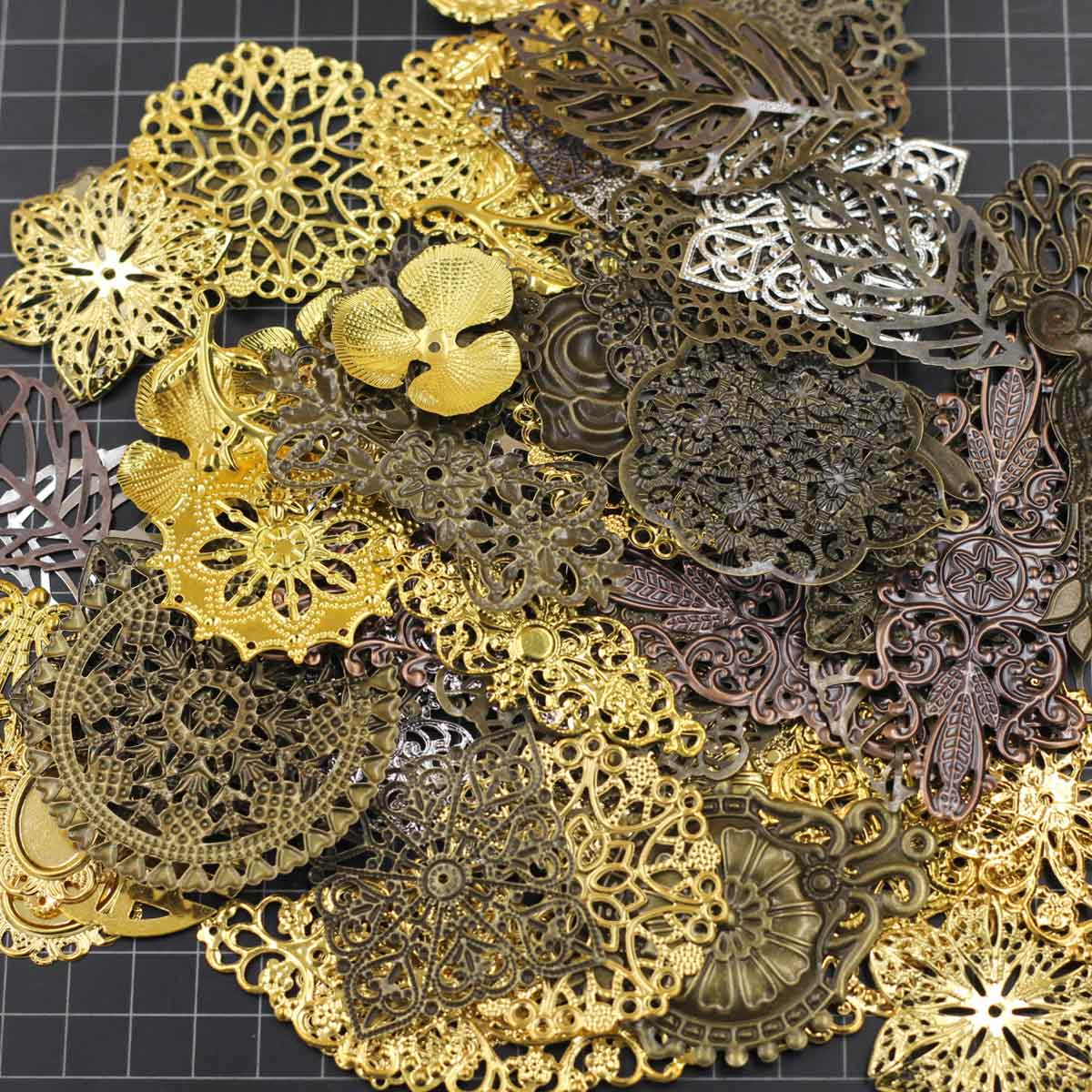 装飾コネクタランダム混合三角形花柄フィリグリーラップ合金クラ - Craft Embellishment のレビューと価格