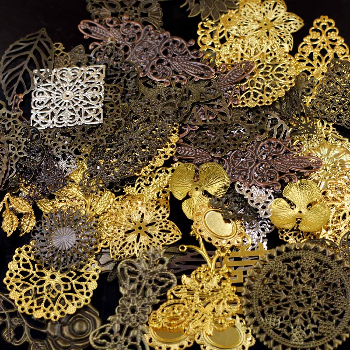 装飾コネクタランダム混合三角形花柄フィリグリーラップ合金クラ - Craft Embellishment のレビューと価格