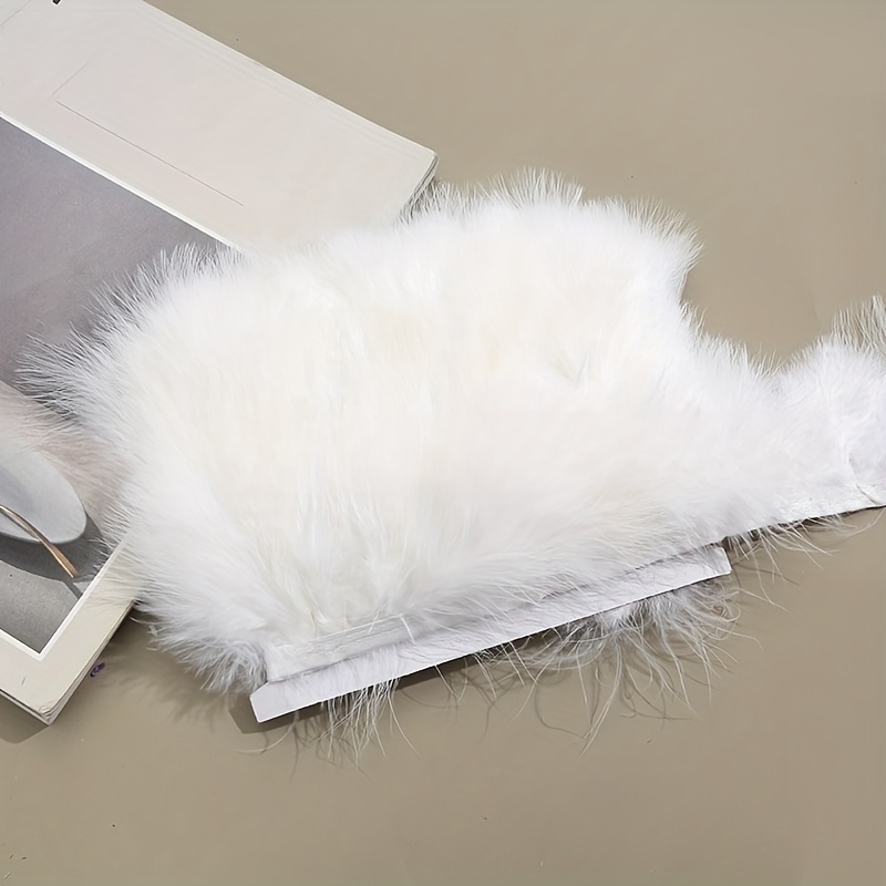 ふわふわの七面鳥の羽飾りフリンジリボン 8-10cm マラブ - Feather Trim Marabou のレビューと価格