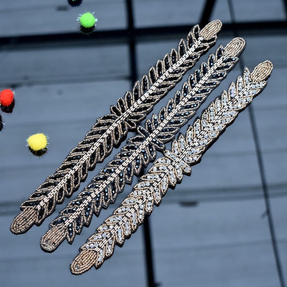 ロング葉手作りアップリケ cystal ラインストーンビーズ - Beaded Trim Fringe のレビューと価格
