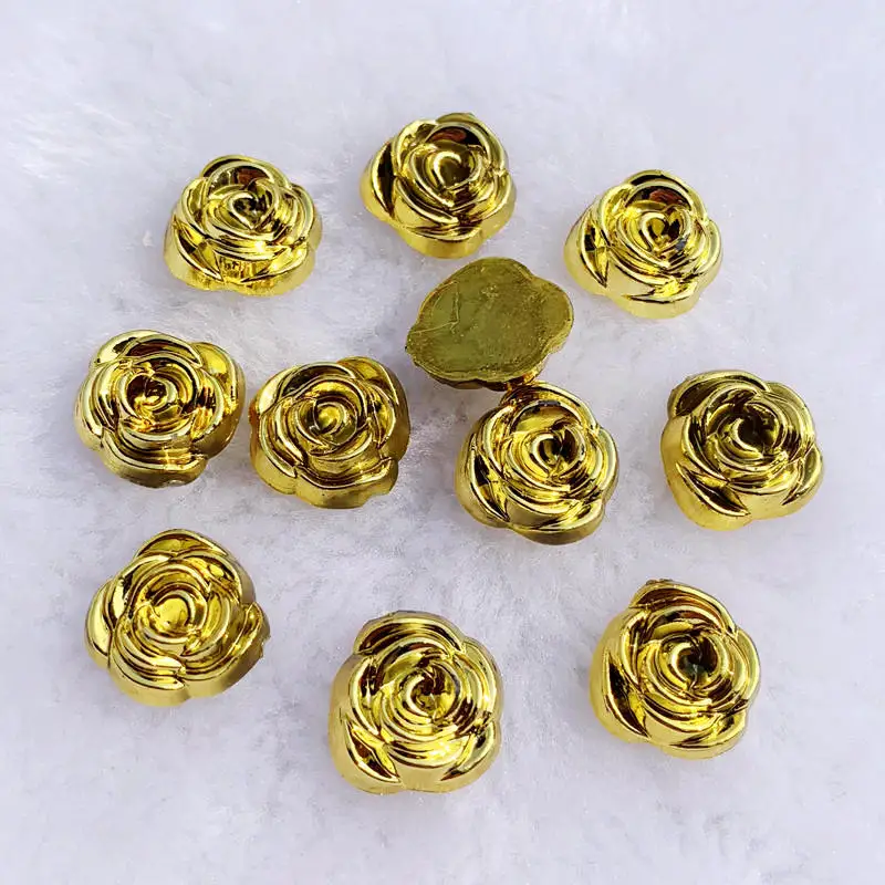 40 個 14 ミリメートルゴールドローズ花樹脂カボション宝 - Embellishment Glue Craft のレビューと価格
