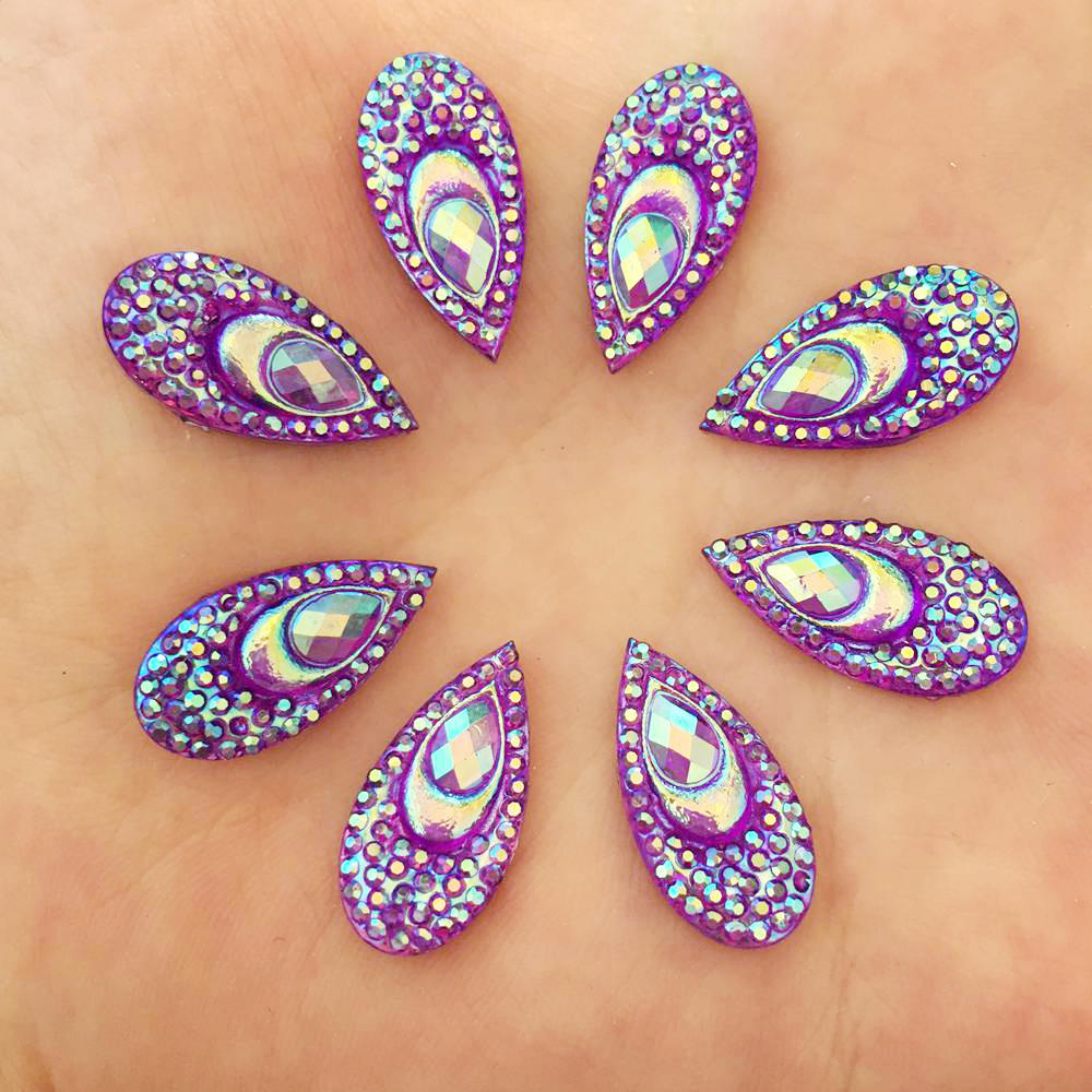40 個樹脂 10*20 ミリメートルティアドロップピーコッ - Embellishment Glue Craft のレビューと価格
