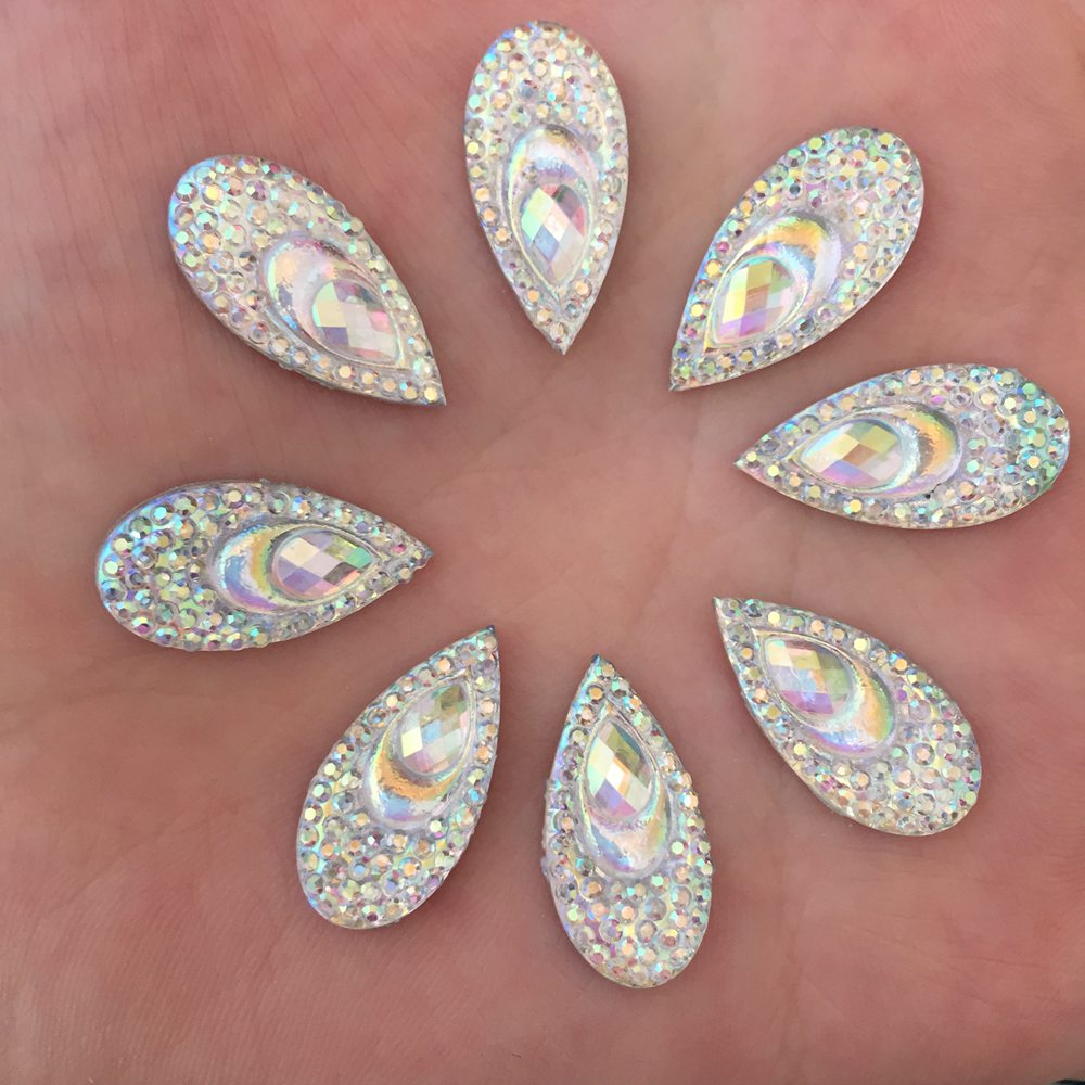 40 個樹脂 10*20 ミリメートルティアドロップピーコッ - Embellishment Glue Craft のレビューと価格