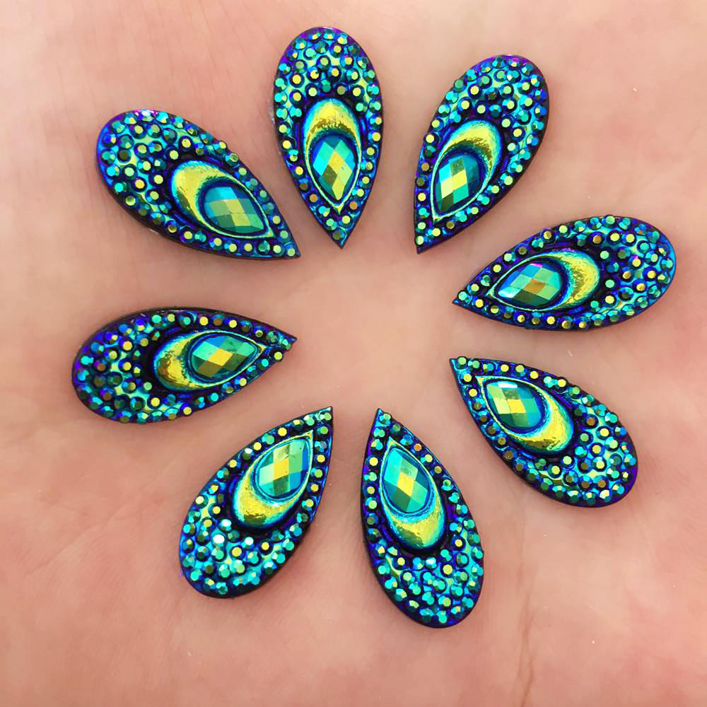 40 個樹脂 10*20 ミリメートルティアドロップピーコッ - Embellishment Glue Craft のレビューと価格