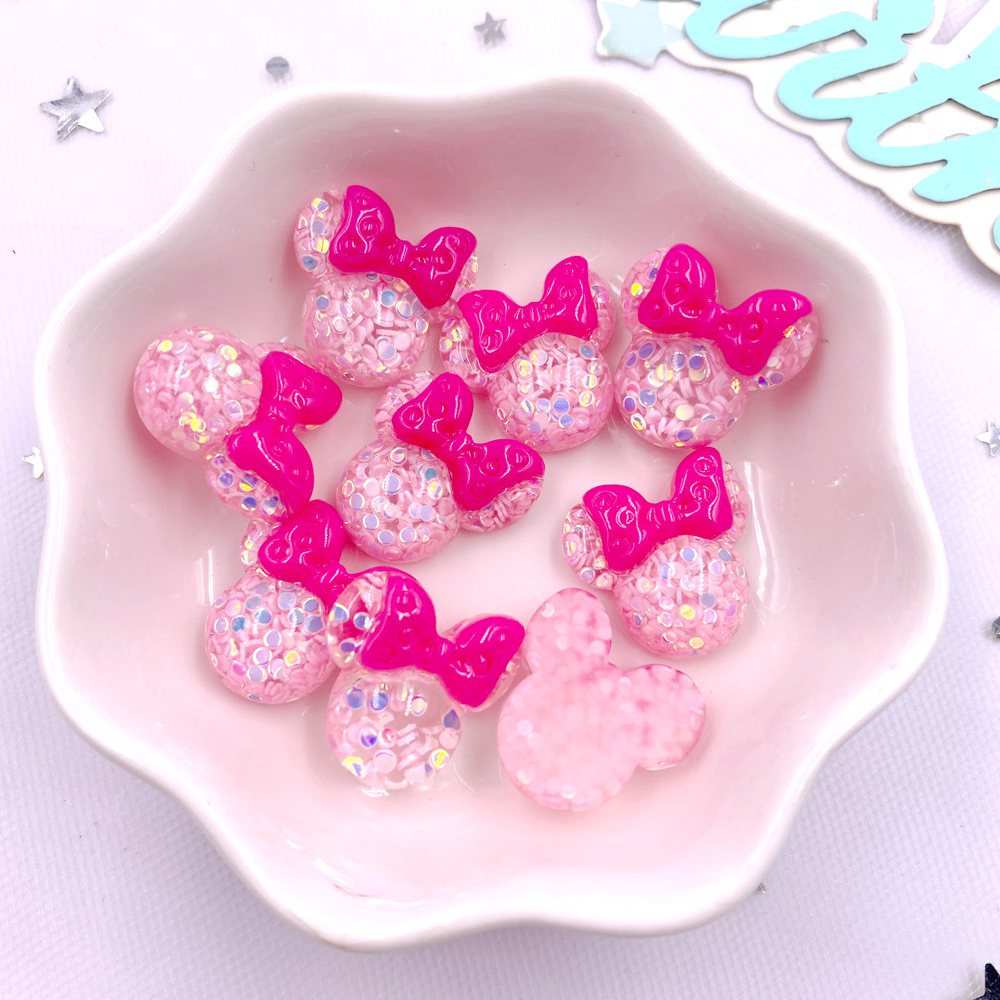 20 個カラフルな樹脂ミニ漫画弓マウスヘッドヒラタラインスト - Embellishment Glue Craft のレビューと価格