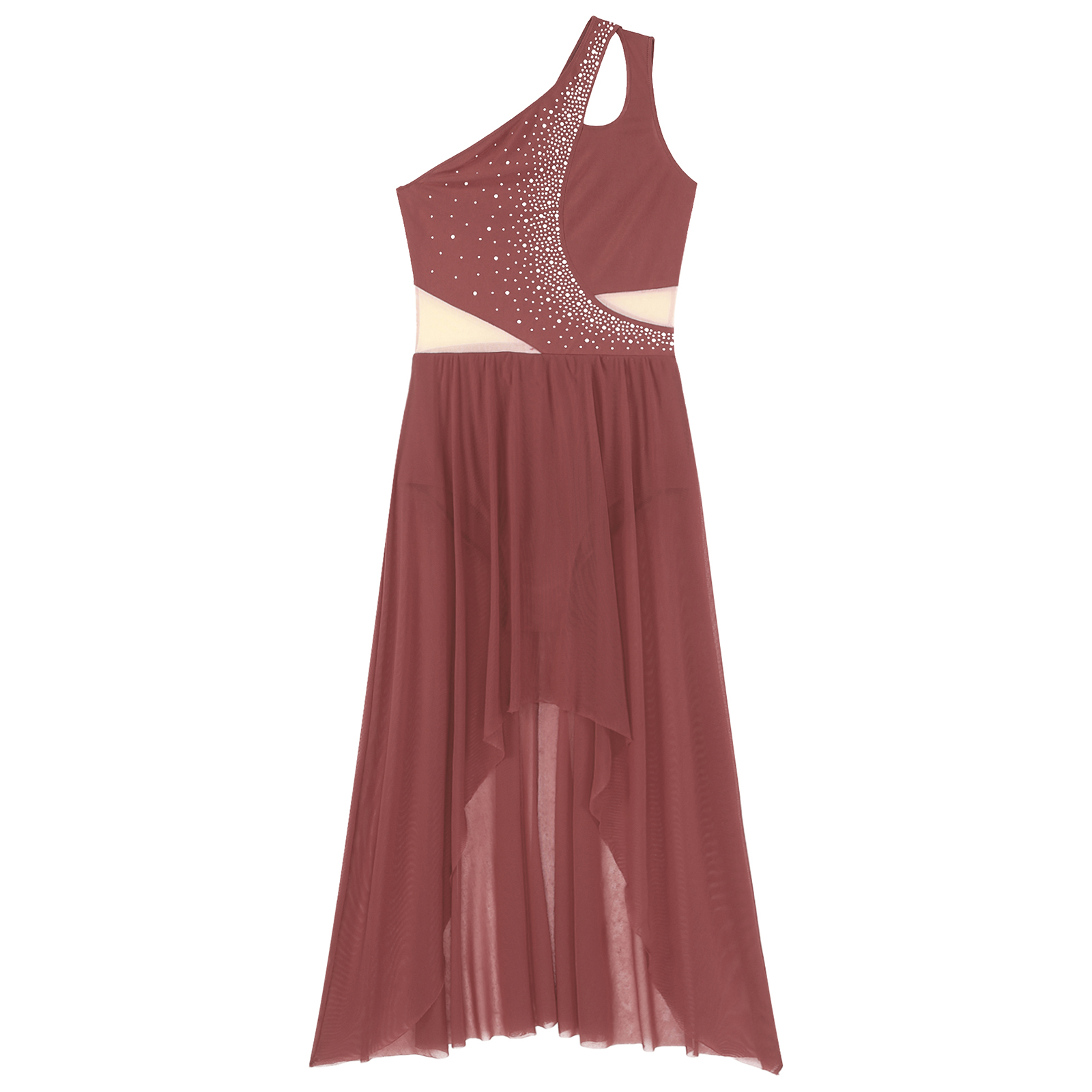 女性用ノースリーブレオタードドレス,メッシュ,ラインストーン - Rhinestone Banding Trim のレビューと価格