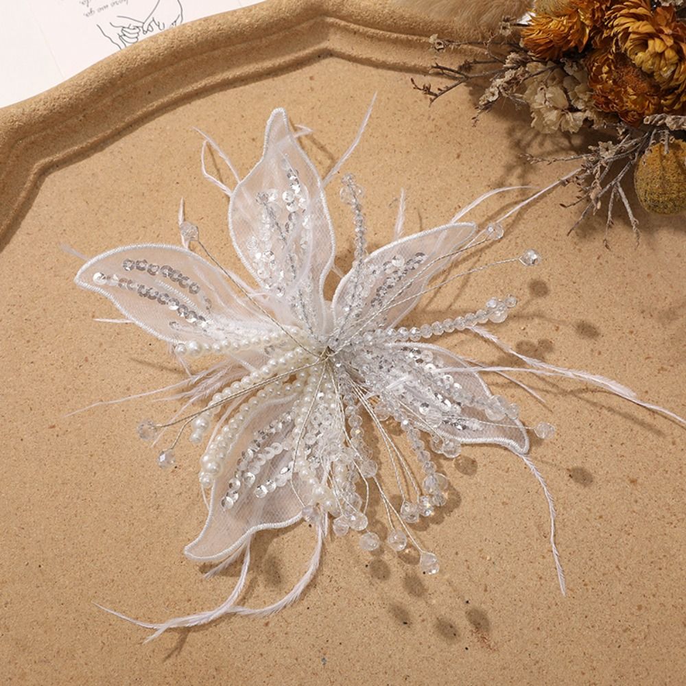 1PC フェザーパール 3D オーガンザフラワーパッチツイス - Applique Patch Flower のレビューと価格