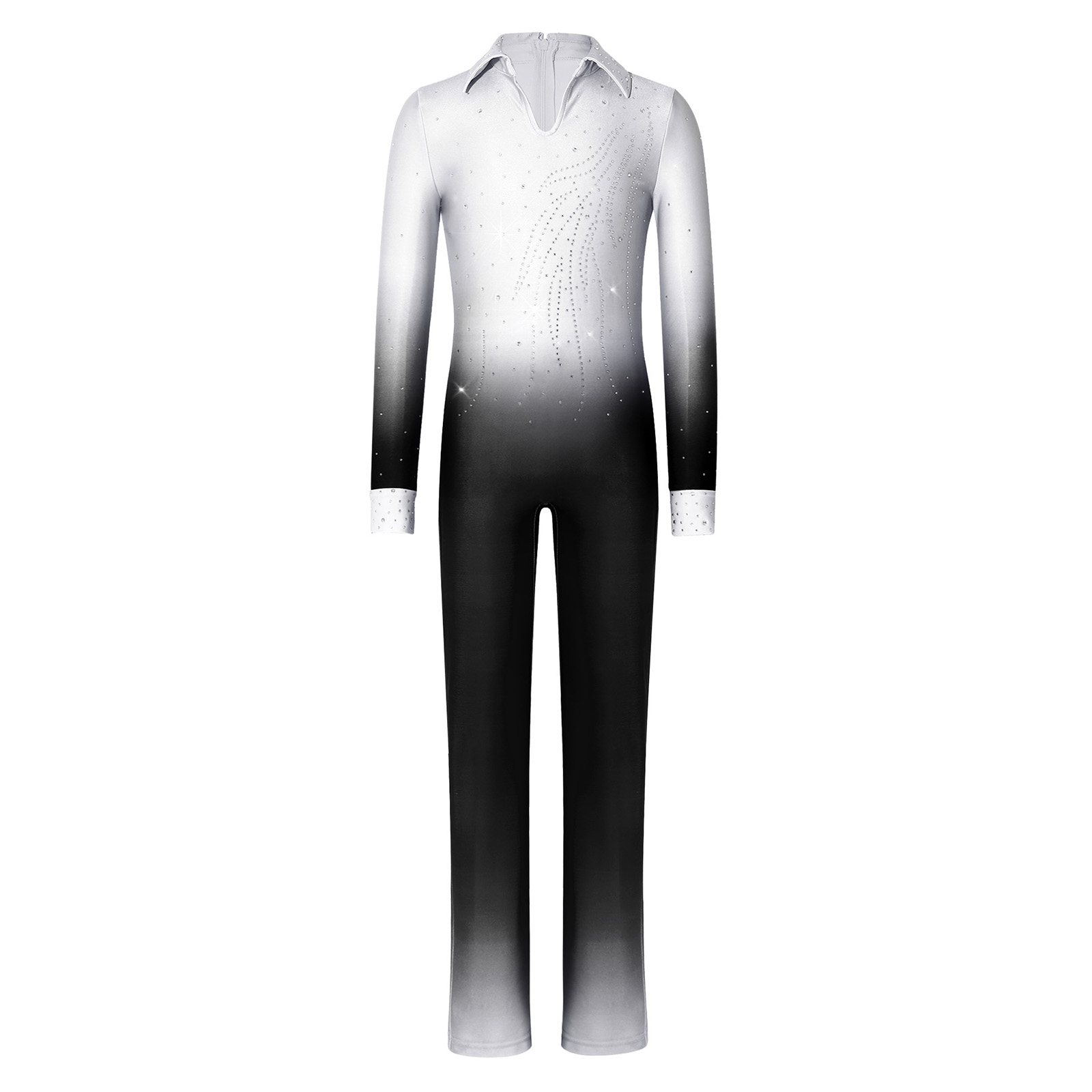 キッズボーイズフィギュアスケートダンスジャンプスーツキラキラ - Rhinestone Banding Trim のレビューと価格