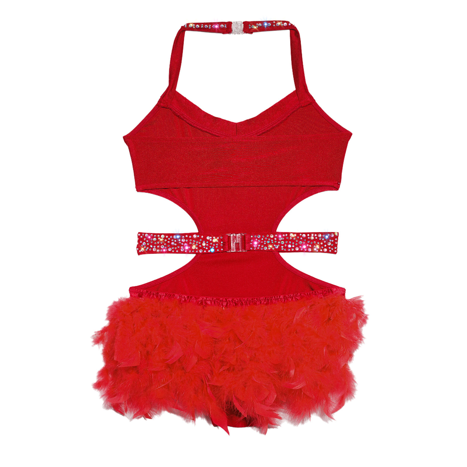 キッズガールズラテンジャズダンスコスチュームホルターノースリ - Rhinestone Banding Trim のレビューと価格
