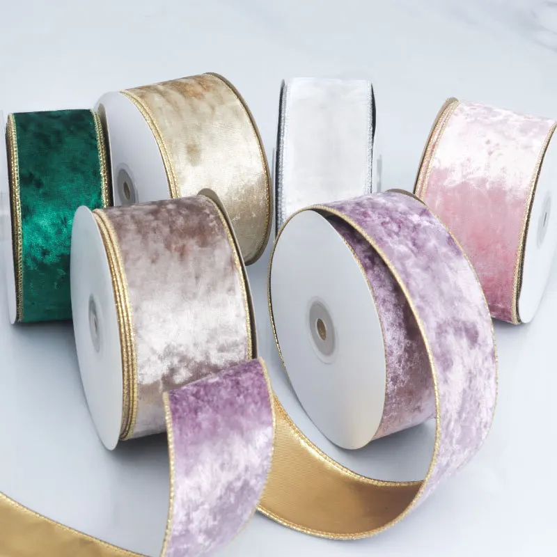 50 ミリメートル有線エッジ可逆ベルベットメタリックリボンク - Velvet Ribbon Roll のレビューと価格