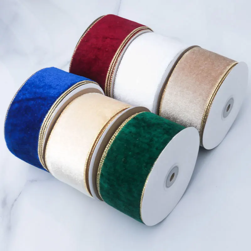 50 ミリメートル有線エッジ可逆ベルベットメタリックリボンク - Velvet Ribbon Roll のレビューと価格