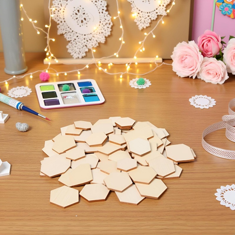 50個入り 4CM 未仕上げ木製六角形ピース 木製六角形カッ - Embellish Craft のレビューと価格