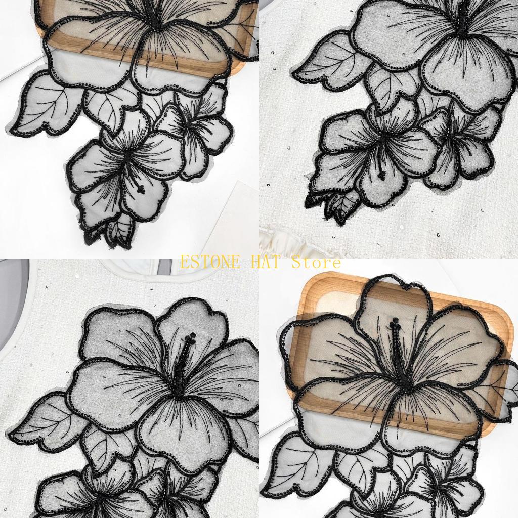 49MF 花縫製パッチエレガントなフラワービーズチュールアッ - Applique Patch Flower のレビューと価格
