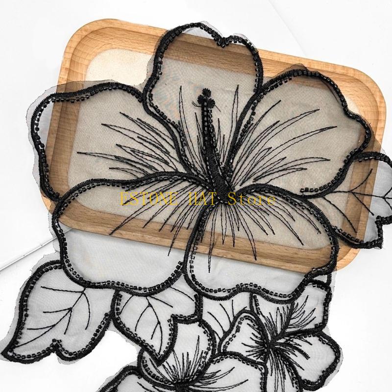 49MF 花縫製パッチエレガントなフラワービーズチュールアッ - Applique Patch Flower のレビューと価格