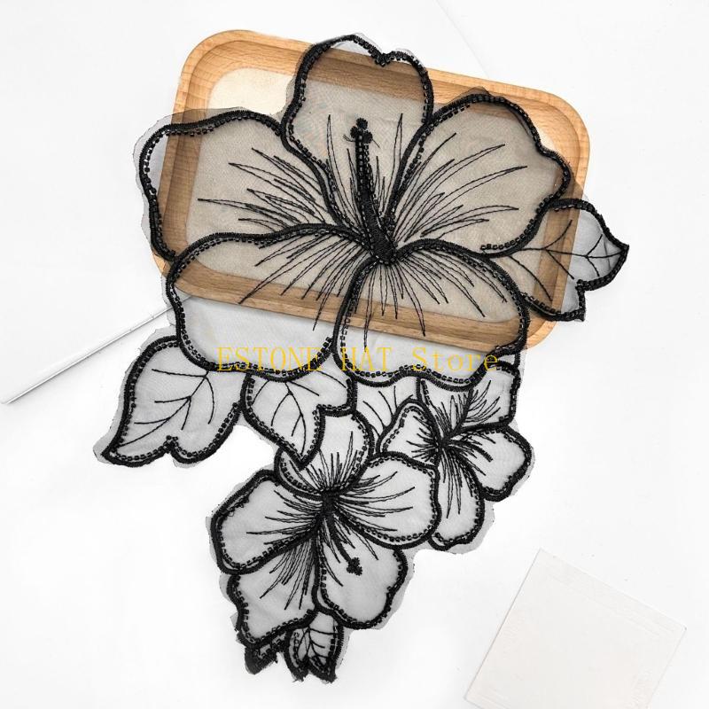 49MF 花縫製パッチエレガントなフラワービーズチュールアッ - Applique Patch Flower のレビューと価格
