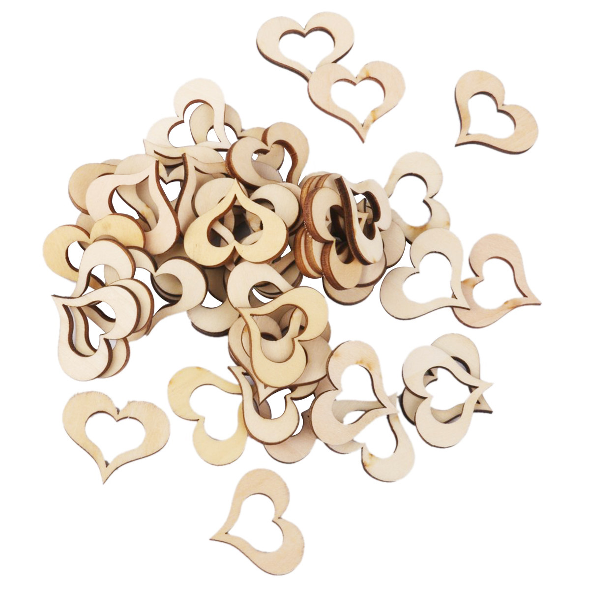 50個入り ウッドカラー バスウッド 天然木製ハートディスク - Embellishments For Scrapbooking のレビューと価格