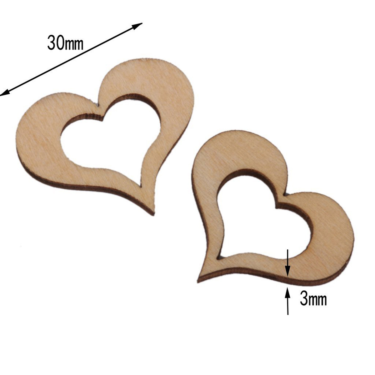 50個入り ウッドカラー バスウッド 天然木製ハートディスク - Embellishments For Scrapbooking のレビューと価格