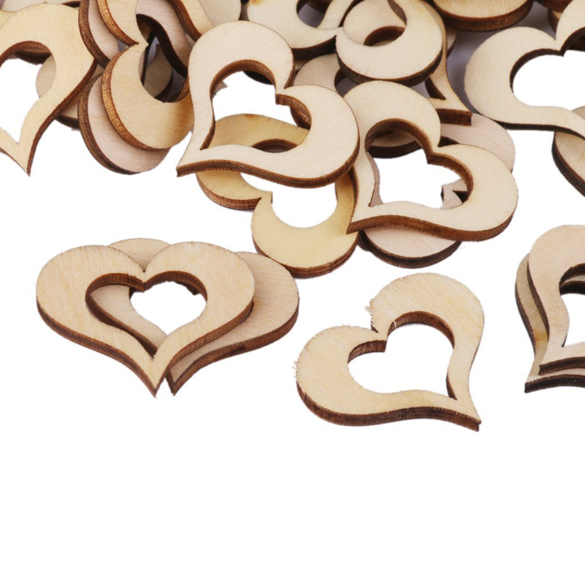 50個入り ウッドカラー バスウッド 天然木製ハートディスク - Embellishments For Scrapbooking のレビューと価格