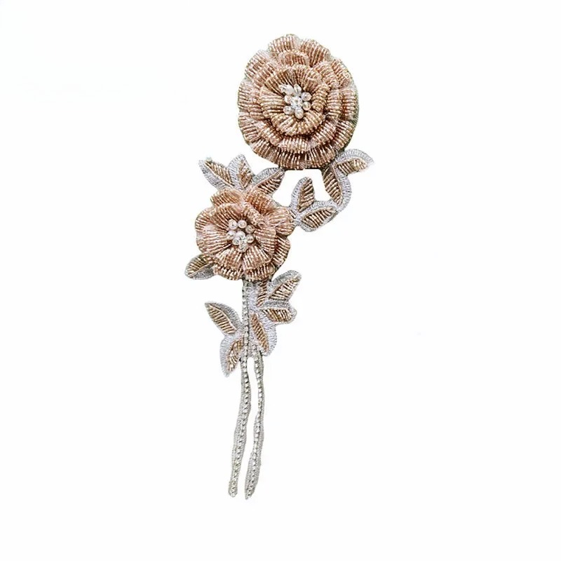 新しいマルチカラーの手作りビーズローズブレストフラワー。 輝 - Applique Patch Flower のレビューと価格