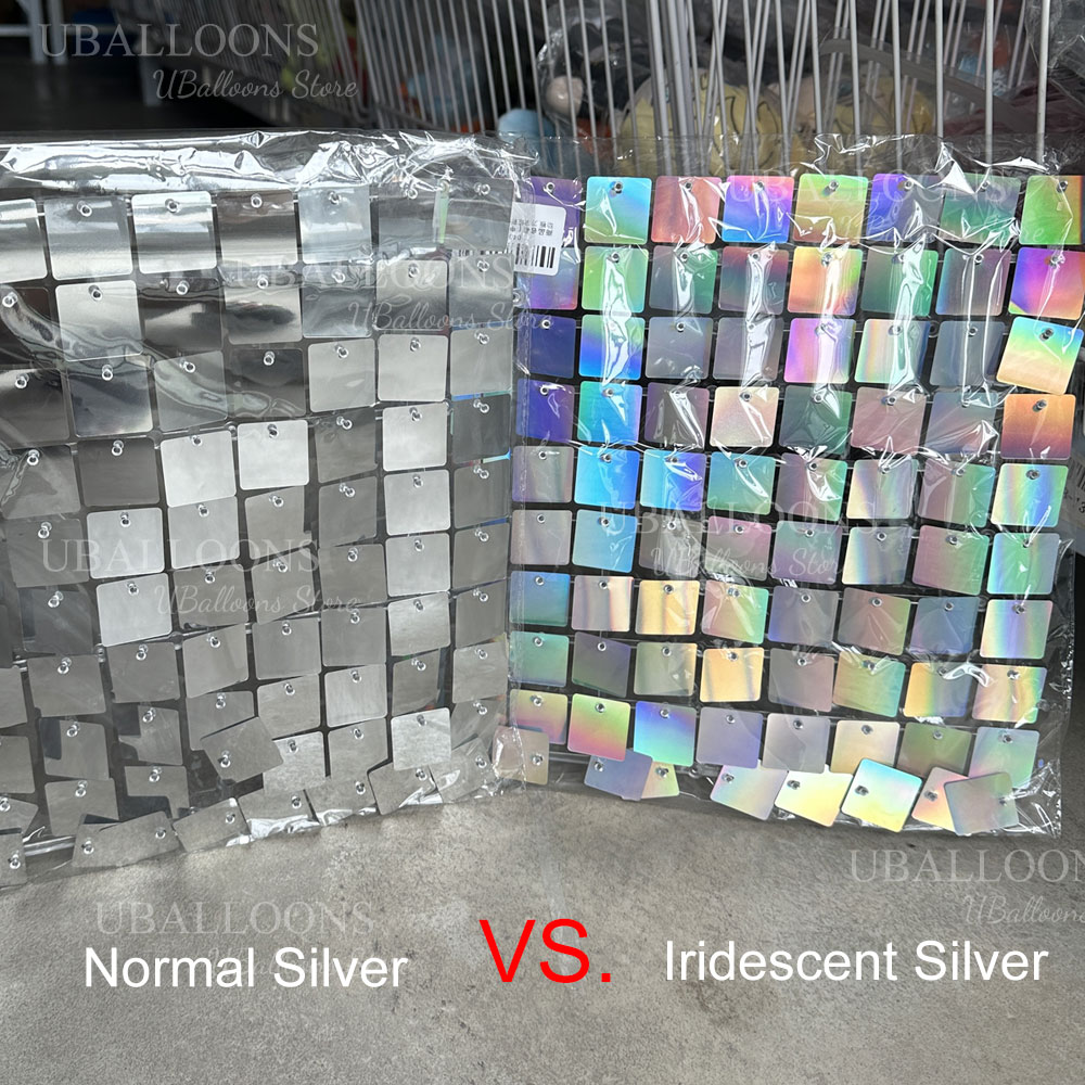 虹色シルバーシマーウォールパネル 12-24 個レーザーシル - Sequin Fabric Panel のレビューと価格