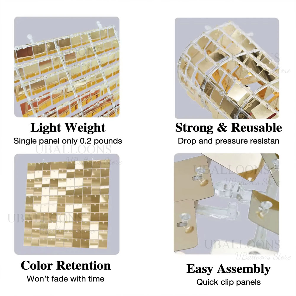 虹色シルバーシマーウォールパネル 12-24 個レーザーシル - Sequin Fabric Panel のレビューと価格
