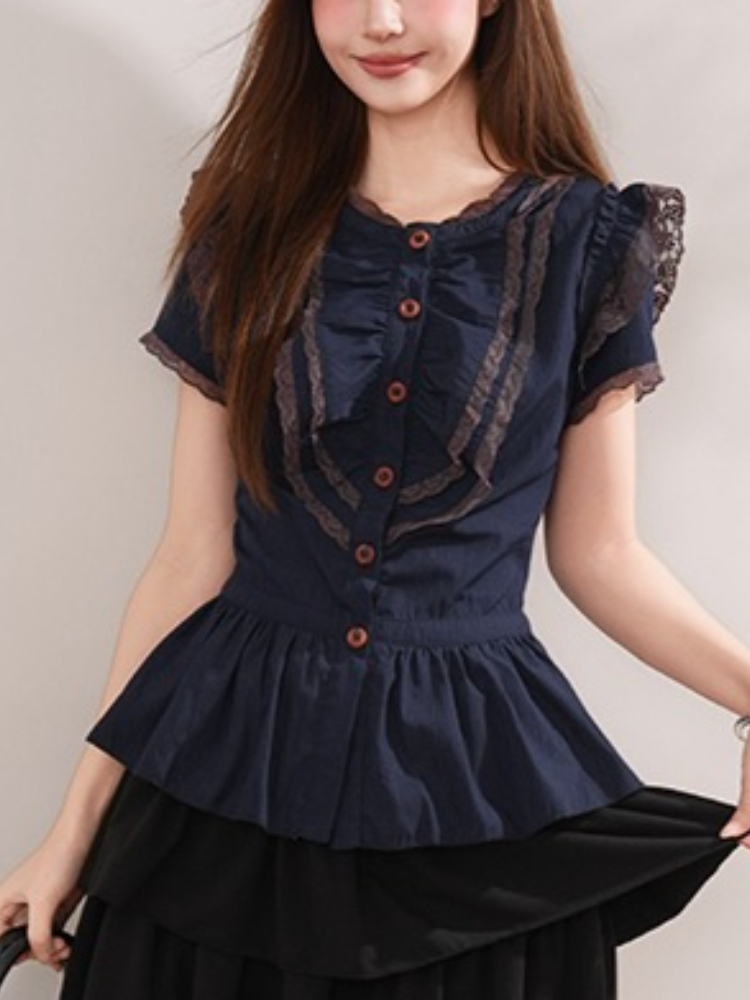 ヴィンテージゴシック和風レディース2ピースセット、レーストリ - Elastic Lace Trim のレビューと価格