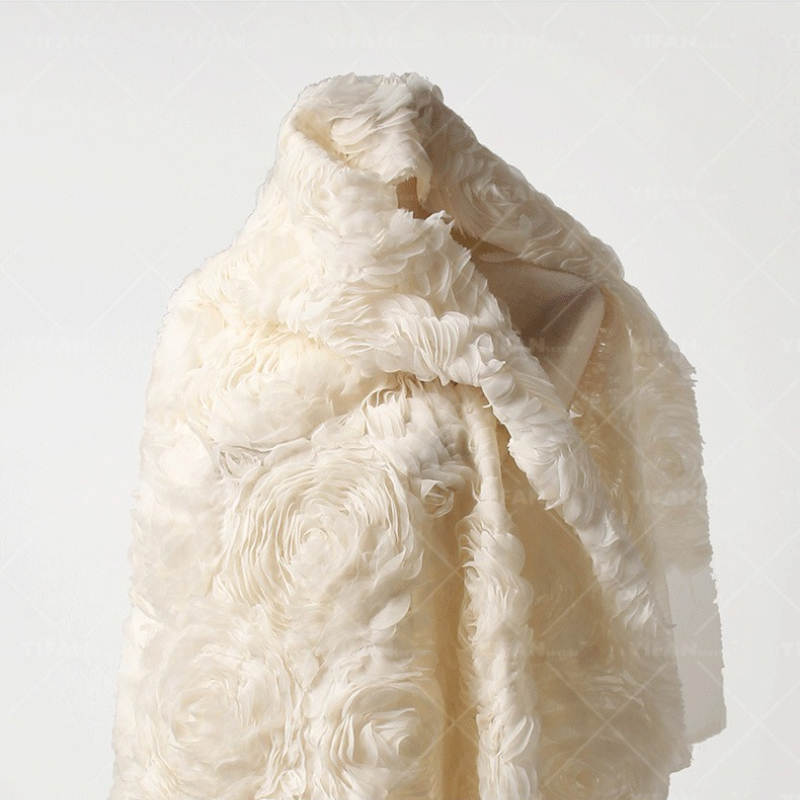 ハイエンドの質感 3D プレート花刺繍レース生地ウェディング - Crystal Mesh Fabric のレビューと価格