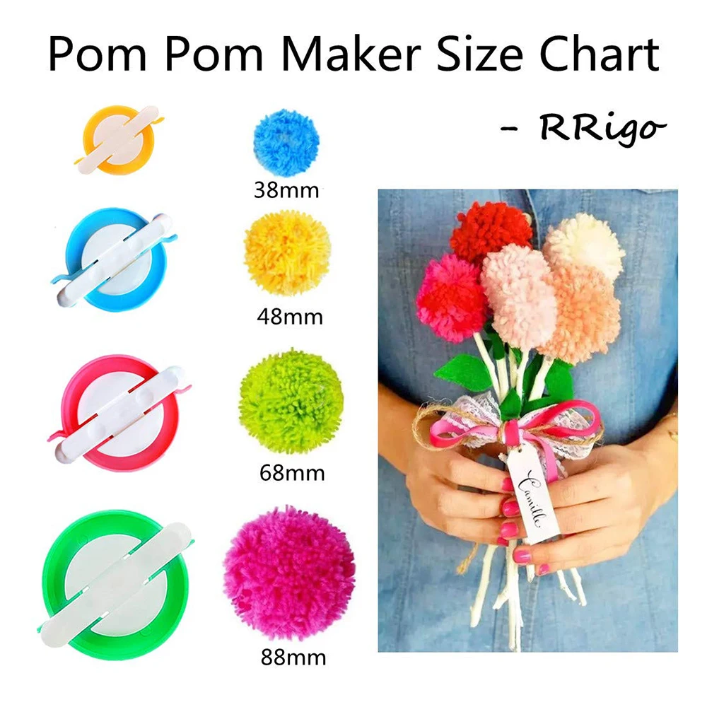 糸カッター付き4サイズポンポンメーカーキット - 編み物、か - Pom Pom Maker Tool のレビューと価格