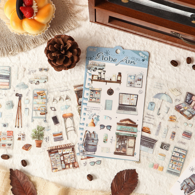 4枚/パック ヴィンテージデイリーアイテムラベルステッカー、 - Embellishments For Scrapbooking のレビューと価格