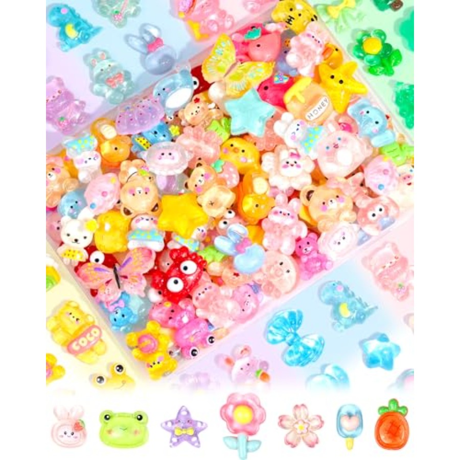 100個入りキュートなスライムチャーム、大量のイースターギフ - Easter Craft Embellishment Set のレビューと価格